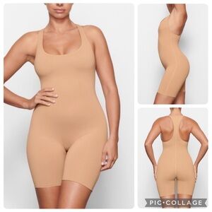 Skims Cycle Suit 2x ochre Swimsuit Stretch Sporty Racerback Swim Mid Thigh